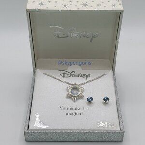 Disney Elsa Fine Silver Plated Necklace with Genuine Crystals, New
